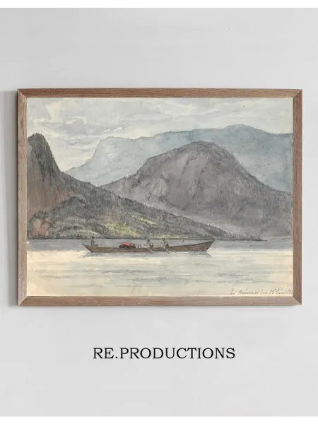 Re.productions Постер Fjordlandskab med robåd - Martinus Rørbye