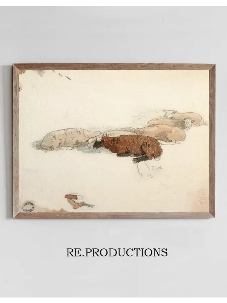 Re.productions Постер Sheep Resting - Winslow Homer