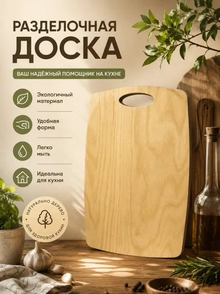 MilanoMarket Доска разделочная деревянная 36х24 см, посуда для кухни