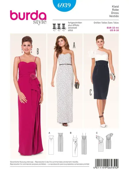 Burda Выкройка № 6939 Платье женское