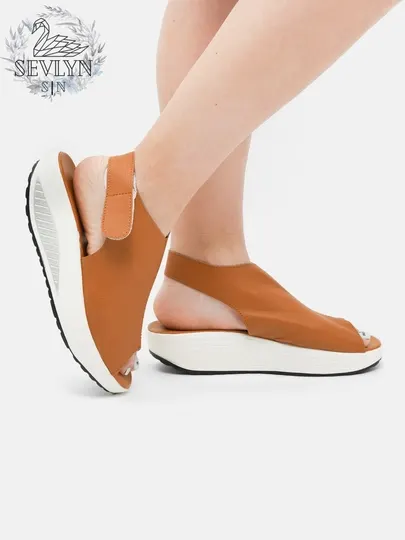 Женские босоножки, на платформе, открытая пятка, мягкая кожа, 36–41
