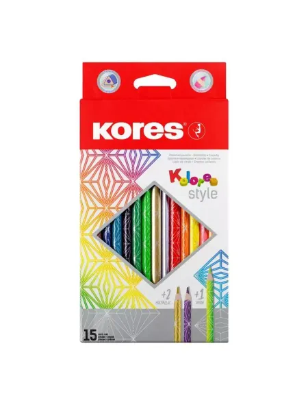 Kores Карандаши цветные Kolores Style 15 цветов трехгранные