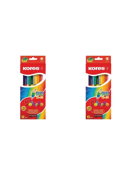 Kores Карандаши цветные Duo 24 цвета с точилкой, двухсторонние,2уп