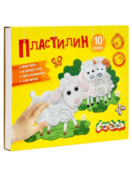 КАЛЯКА-МАЛЯКА Пластилин 10 цв. 150 г со стеком 3+
