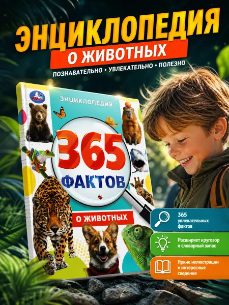 Умка Энциклопедия детская книга 365 фактов о животных
