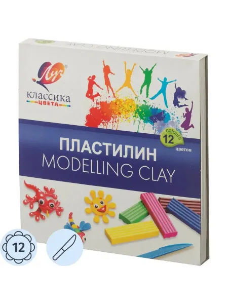Классический пластилин 12 цветов, 240 г