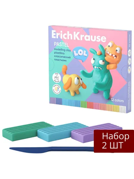 ERICH KRAUSE Набор 2 шт Пластилин классический, 12 цветов