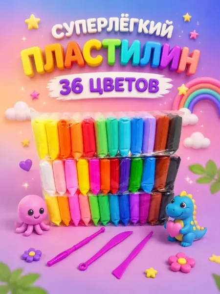 ToysZone Легкий Воздушный Мягкий Пластилин 24 цвета