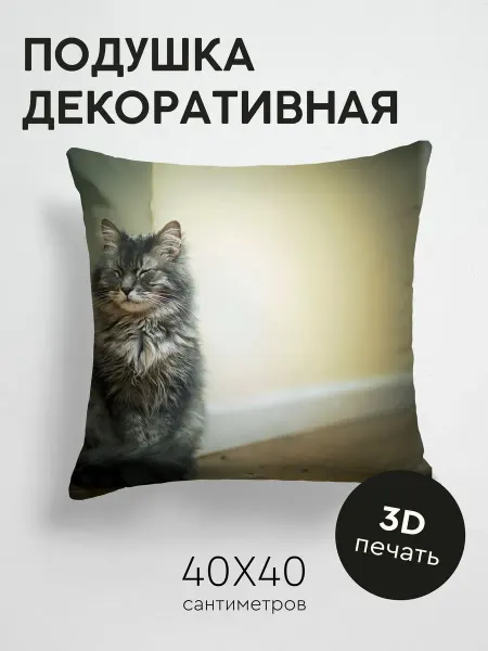 365home Подушка декоративная, 40x40см Животные кот комната