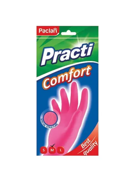 Paclan Перчатки хозяйственные латексные, х б напыление, р.M, роз