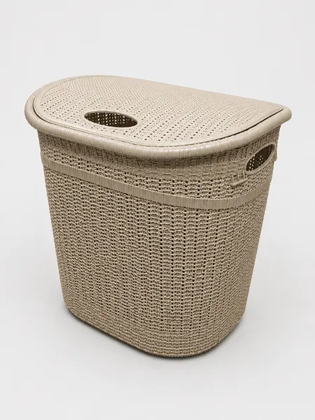 Корзина для белья 36L с крышкой. Пластиковая корзина ротанг для хранения вещей
