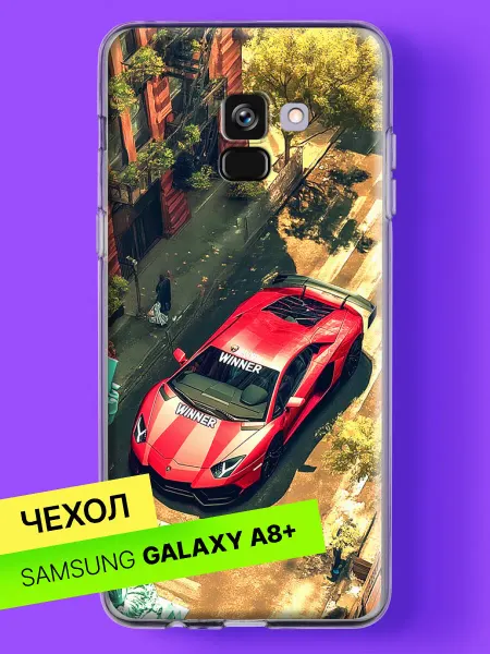 Samsung Чехол на A8 Plus 2018 с принтом Красный суперкар
