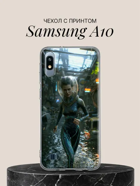 Samsung Чехол на A10 Киберпанк воительница в шлеме