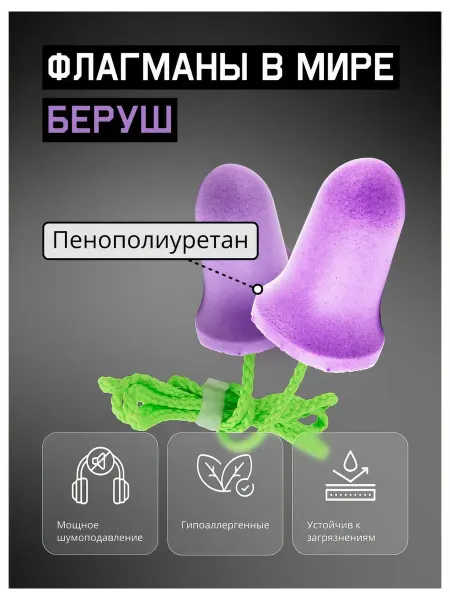 Беруши Jeta Safety из полиуретана с хлопковым шнурком, 37