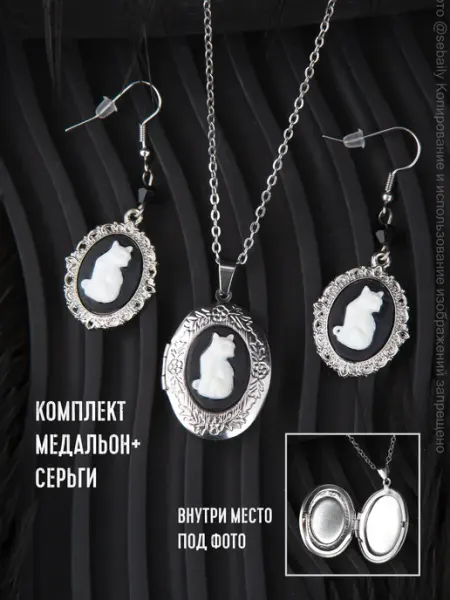 QQiX Подвеска медальон для фото с котиком