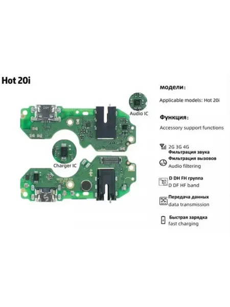 MyPads Нижняя плата (шлейф) для Infinix Hot 20i X665C, X665E