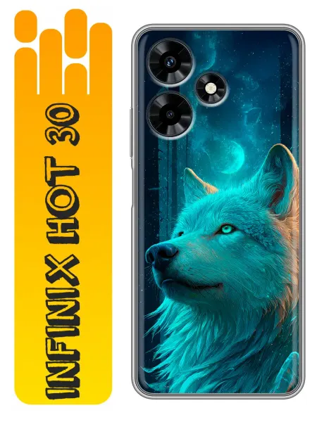 360skin Чехол на Infinix Hot 30 волк и луна