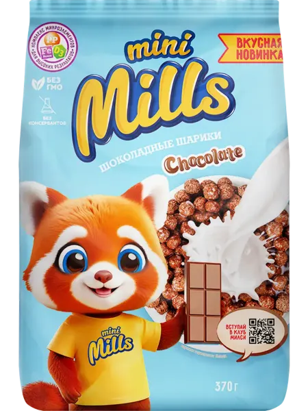 Mini Mills Шарики кукурузные Шоколадные, 370г