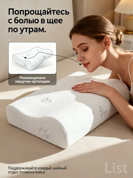 Ортопедическая подушка с оранжевой окантовкой и вентиляцией