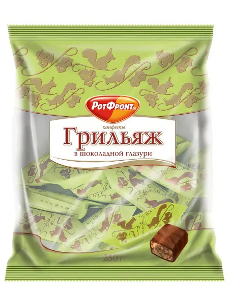 РОТ ФРОНТ Конфеты шоколадные Грильяж в шоколаде 200г