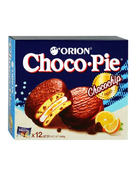 Orion Печенье бисквитное Choco Pie Chocochip, 12шт*30г