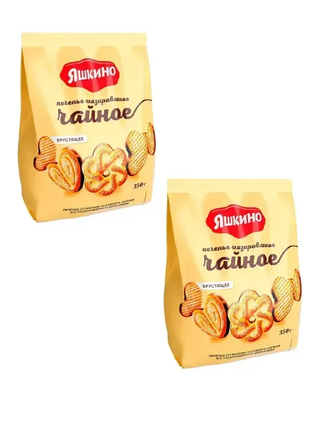 Яшкино Печенье сахарное глазированное Чайное, 350г, 2 шт