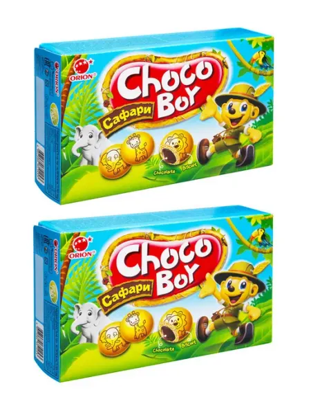 Orion Печенье затяжное с глазурью Choco Boy Safari, 42г, 2 шт