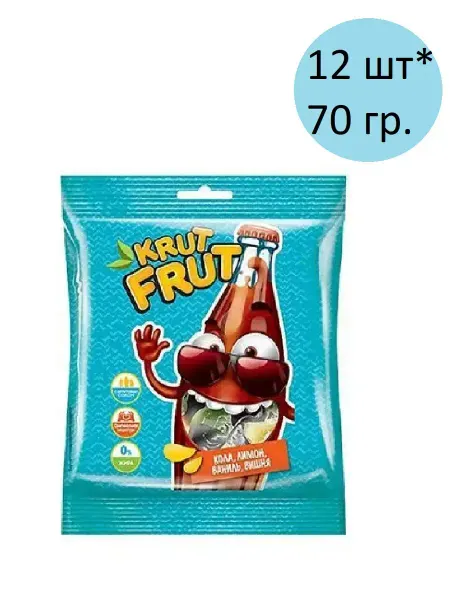 KrutFrut Жевательный мармелад Веселые бутылочки, 70г, 6 шт