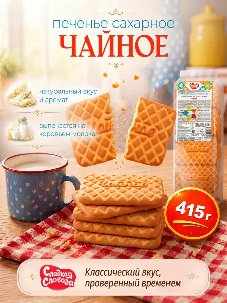 Сладкая слобода Печенье сахарное Чайное 2 шт по 415 гр