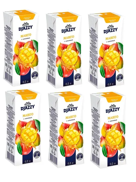 DJAZZY Нектар осветленный со вкусом манго, 0,2л, 6 шт
