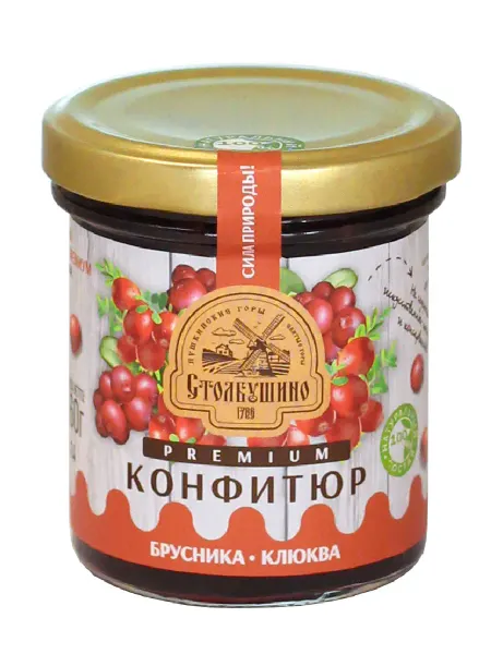 Столбушино Конфитюр премиум брусника-клюква 160 г