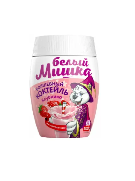 Белый Мишка Молочный коктейль Клубника, 300г