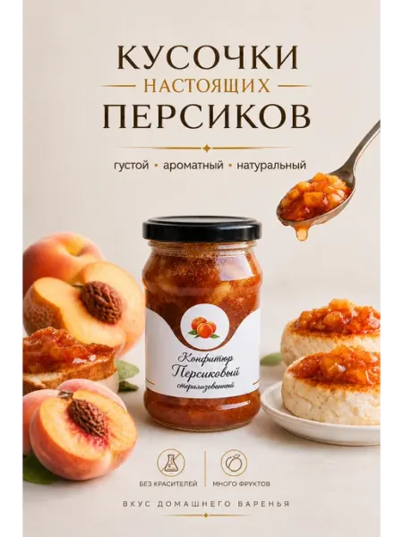 KLADOVKA Конфитюр персиковый 350г