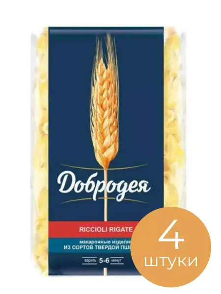 Добродея Макаронные изделия Riccioli Rigatе Завитоны, 400 г, 4 шт