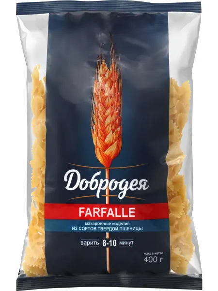Макароны ДОБРОДЕЯ Farfalle группа А высший сорт,400г