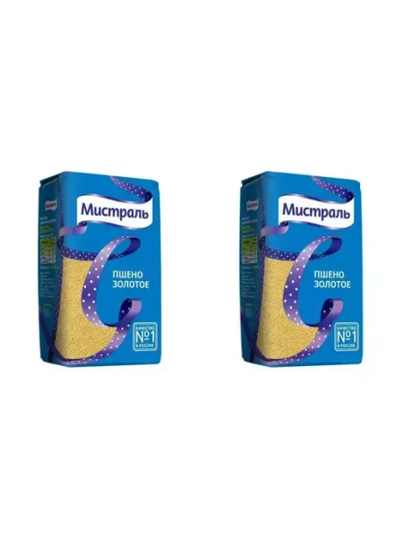 МИСТРАЛЬ Пшено золотое шлифованное, 2 шт по 900 г