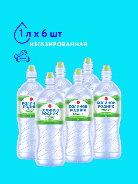 Калинов Родник Вода Спорт минеральная негазированная, 1 л х 6 шт