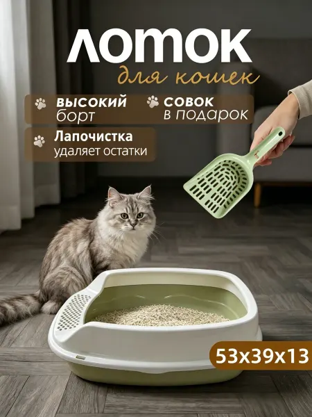 Ecopet Туалет лоток для кошек большой с высоким бортом и совком