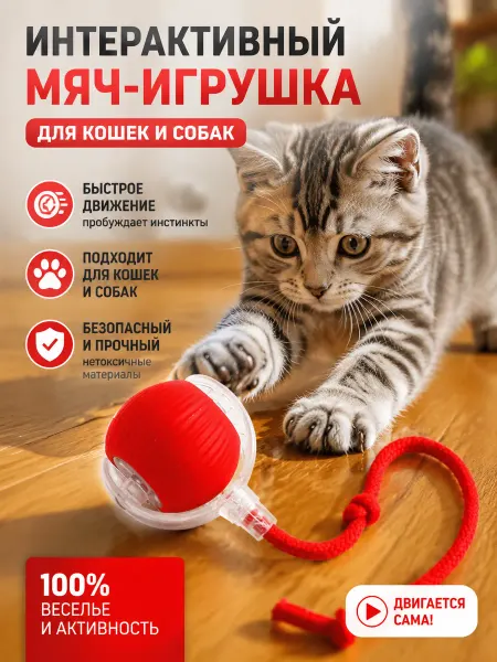 Miuland Игрушки для кошек Интерактивная игрушка для кошек,красный