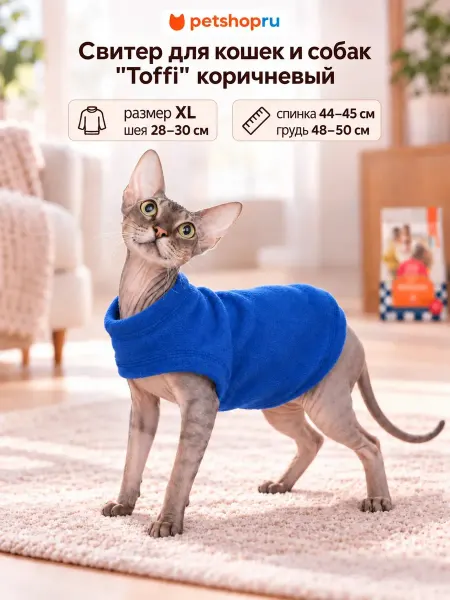 Tappi Жилет для кошек "Ньёрд", синий, размер L
