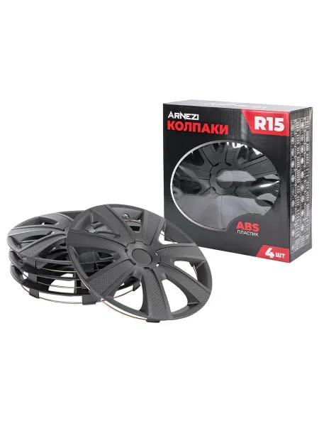 ARNEZI Колпаки R15 Hadar 4шт черно-матовые с текстурой ABS-пластик