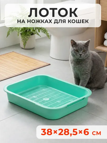 Лоток для туалета кошек Лапки 38х28,5х6 см