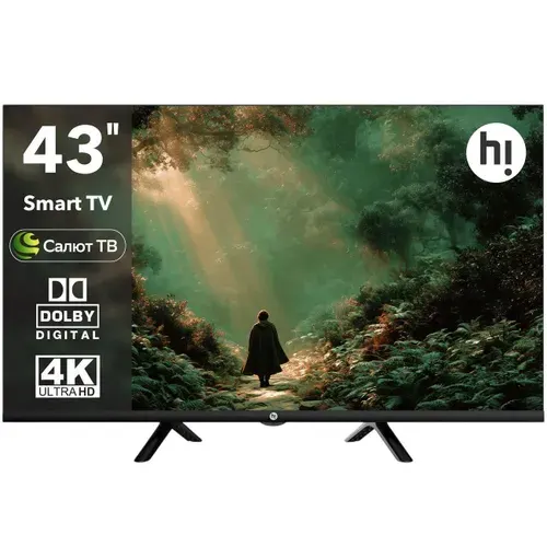 Hi Телевизор HS-43U01FB, Салют ТВ с GigaChat, HDR10, 3840x2160 4К, HDMI ARC 43″ 4K UHD, черный