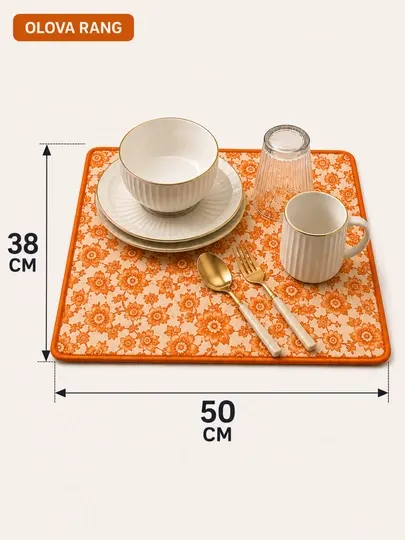 Микрофибровый коврик для сушки посуды, мягкий влаговпитывающий placemat 38x50