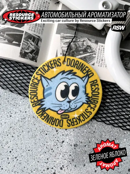 Resource Stickers Ароматизатор для авто кот Dorineko, зелёное яблоко