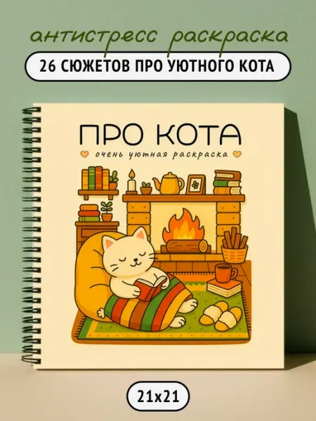 Тукан Антистресс Про Кота - милая раскраска антистресс
