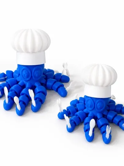 Гибкий осьминог повар 3D, антистресс игрушка, набор 2 шт