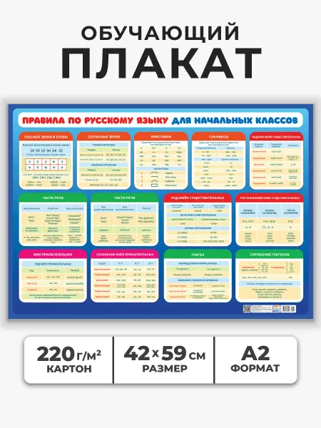 НАДО БРАТЬ ! Обучающий плакат Русский язык для начальных классов А2