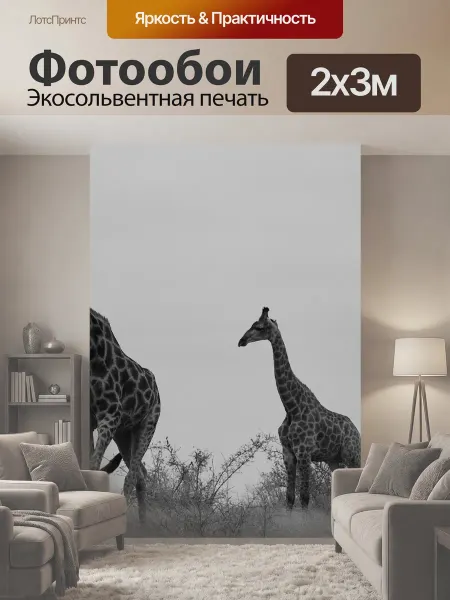LotsPrints Фотообои "Сафари, жирафа, африка" 2x3м