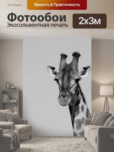 LotsPrints Фотообои "Жирафа, сафари, голова" 2x3м
